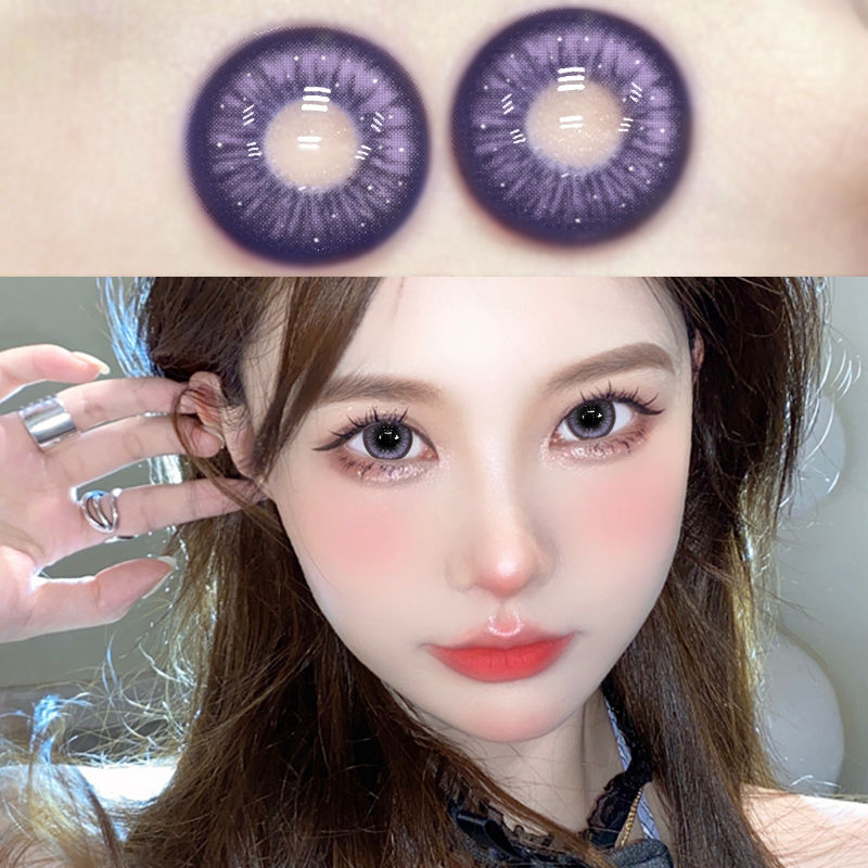 日抛型美瞳紫色彩色隐形眼镜大直径10片装纯欲混血感正品眸色