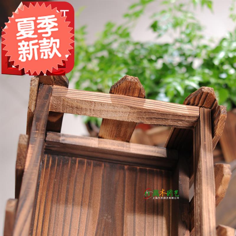 新款木栅栏花盆1长方形壁挂E式11木质花槽碳化防腐木花箱阳r台栏