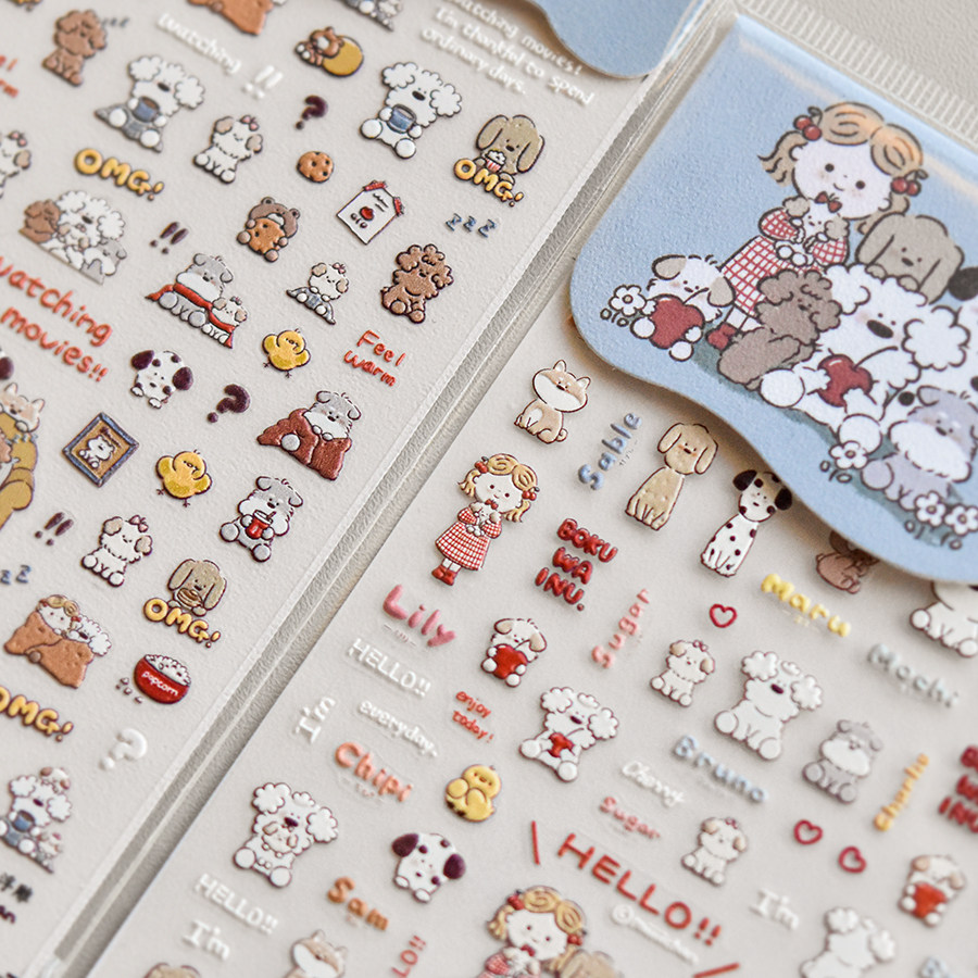 tomoni浮雕美甲贴纸 爆款可爱指甲贴日系汪汪家族小女孩MC01