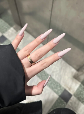 中长款纯色温柔手工穿戴甲皮粉色美甲贴片甜美显白裸粉色成品美甲