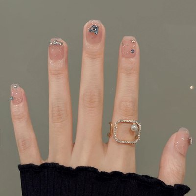 简约法式手工穿戴甲高级显白短款