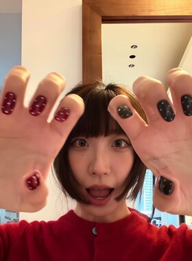 纯手工穿戴甲短款波点黑红色显白可拆卸美甲贴片2026年新款成品