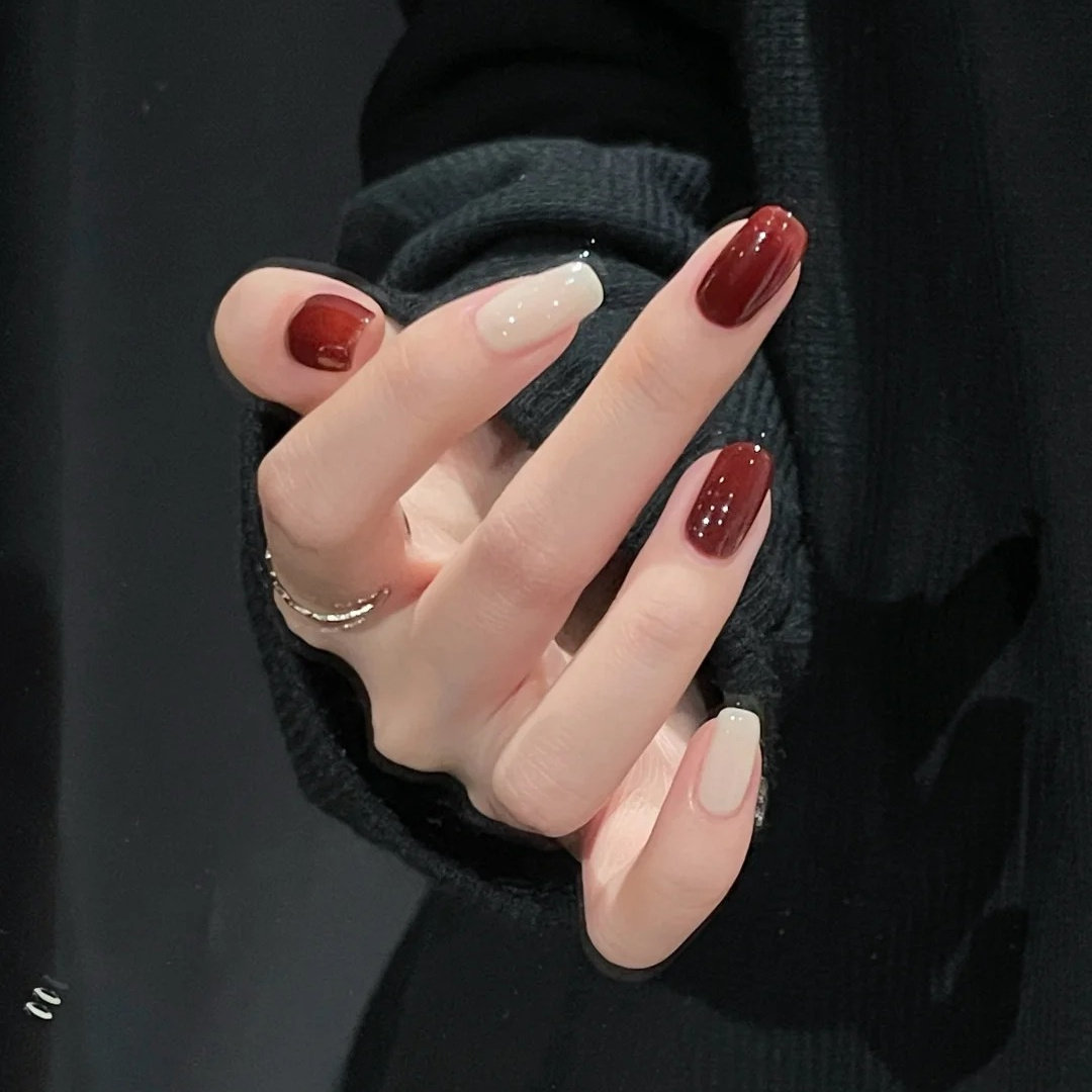 红色跳色纯手工穿戴甲短款高级显白气质冰透裸色美甲贴片成品孕妇,彩妆/香水/美妆工具,穿戴甲/甲片,淘宝优惠券,粉丝福利购,淘宝优惠卷
