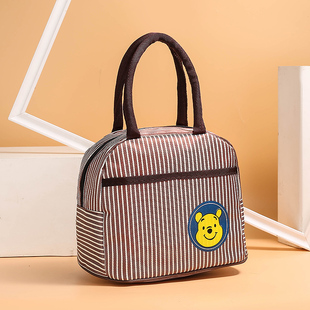 饭盒袋防水牛津布拉链中式小熊上班手提便当包逛街带饭学生小方包