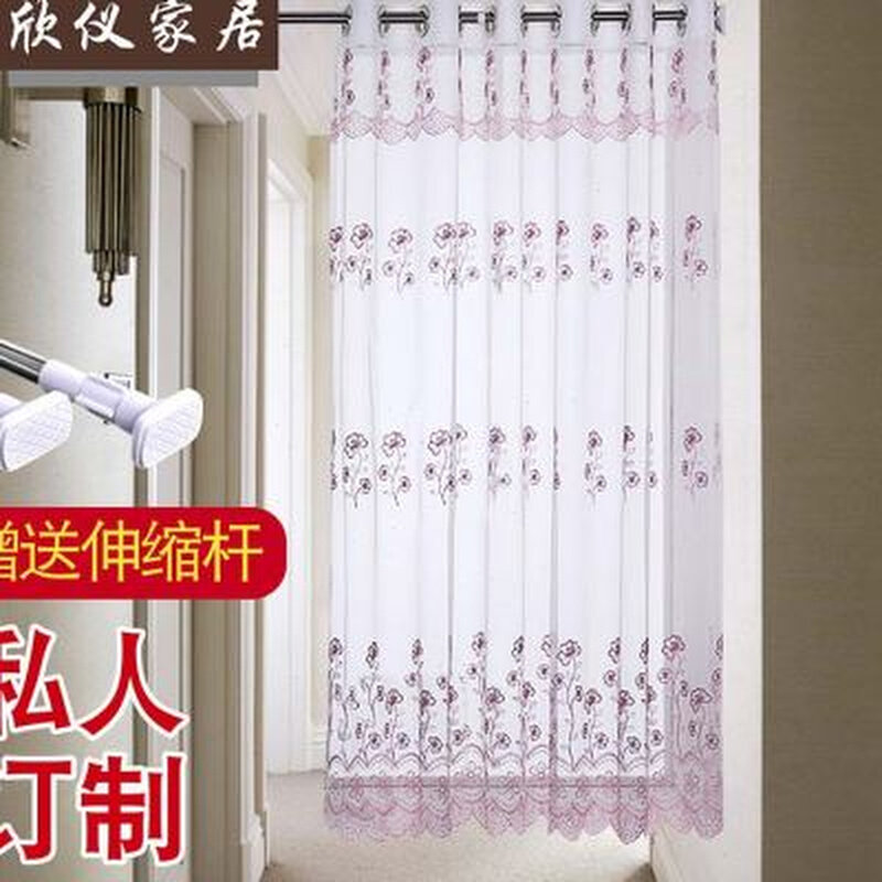 新款窗帘成品客厅卧室纱r帘窗纱小清新田园绣花隔断帘飘窗帘门帘