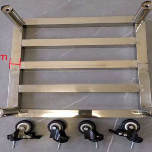 不锈钢带轮托盘圆角万向轮底座长方形花托花盆滚轮底架滑轮底托