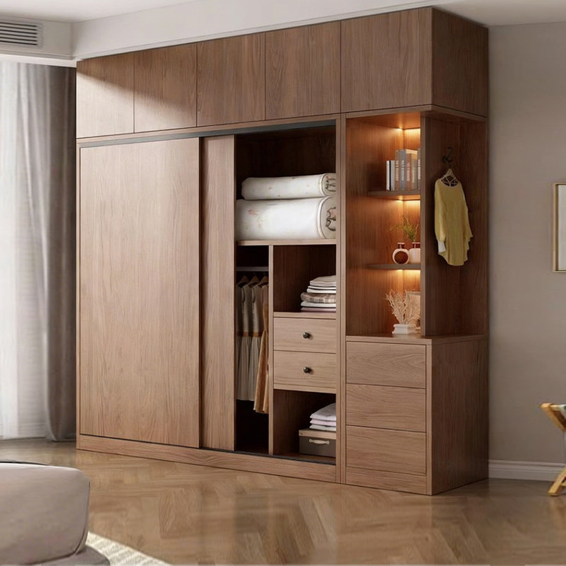 推拉门衣柜实木定制胡桃色中古风卧室家用2026爆款滑移趟门大衣橱,住宅家具,独立衣柜,淘宝优惠券,粉丝福利购,淘宝优惠卷