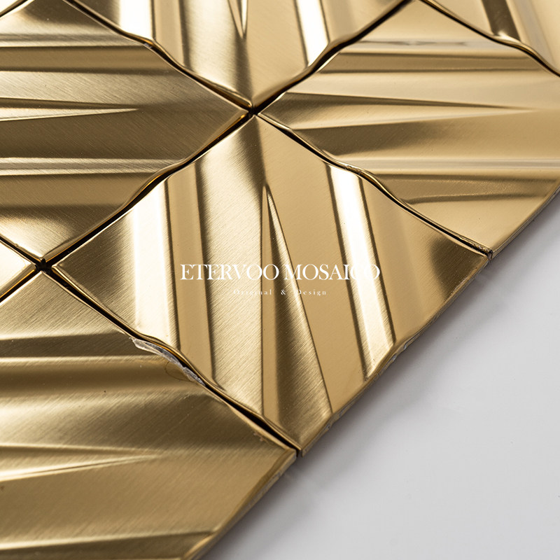 凹凸不锈钢马赛克瓷砖厨房装饰卫生间背景墙别墅商业工装金属墙砖