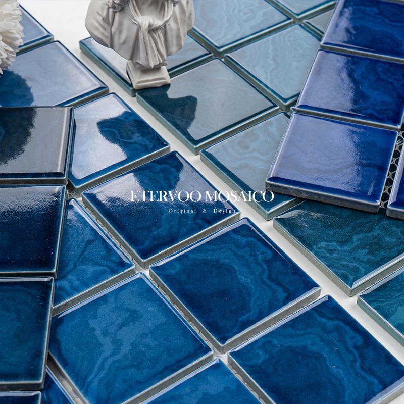 蓝色水波纹陶瓷马赛克瓷砖小颗粒