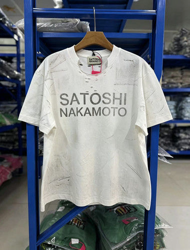 Satoshi Nakamoto x坂本龙一破坏做旧短袖T恤轻亚风美式男女半袖