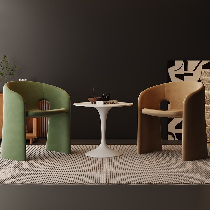 奢洽谈美容院网红轻沙发s椅单人化妆两椅售楼处桌椅餐椅一桌椅组