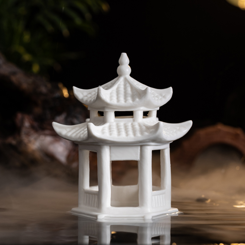 中式陶瓷a亭子凉亭庭院古建筑模型沙盘假山微景观水族鱼缸造景摆