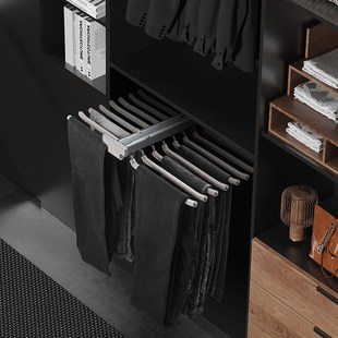 抽滑轨五金配件 裤 架伸缩衣柜家用伸缩裤 架抽拉内D置抽拉式 顶装