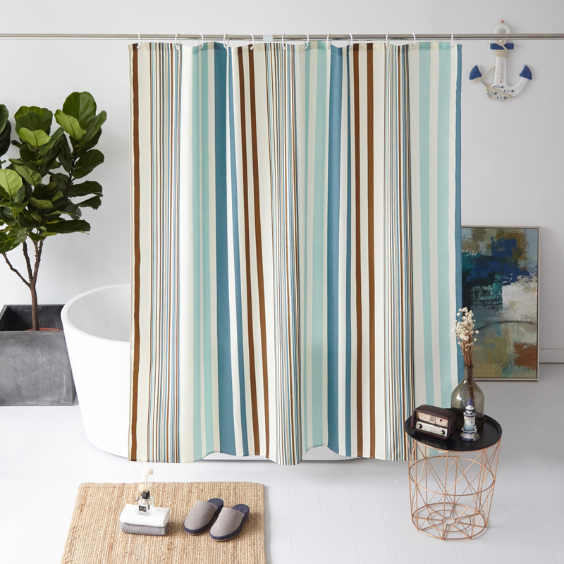 浴室隔断帘防水加厚涤纶门帘窗帘卫生间浴帘套装免打孔淋浴挂帘子