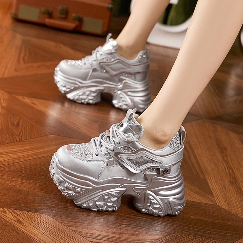 内增高老爹鞋女款2024秋冬新款真皮加绒高跟厚底运动休闲女鞋单鞋