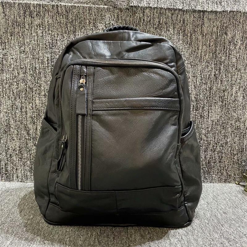 2020双肩包皮质软手感好韩版复古男女通用款旅游背包头层牛皮包