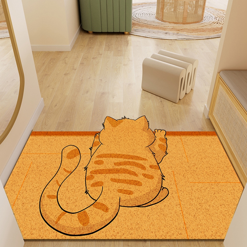 可爱猫咪进门地垫入户门垫丝圈pvc可裁剪大门口室外玄关家用脚垫