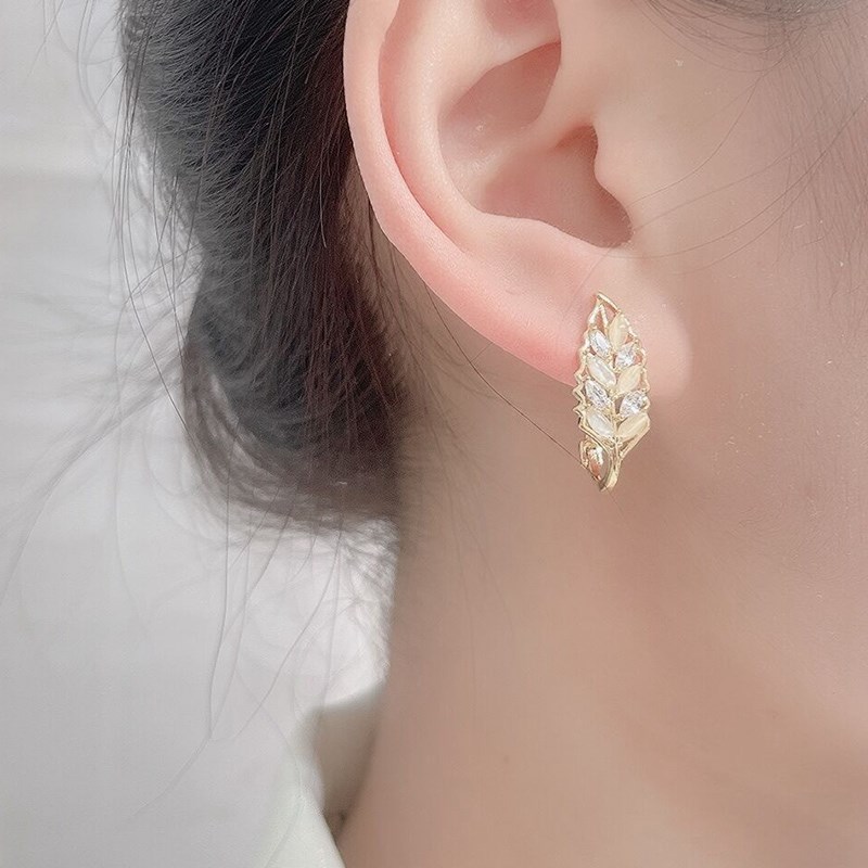 【金色麦穗】2025新品满钻高级麦穗耳坠时尚女士轻奢叶子耳环1684