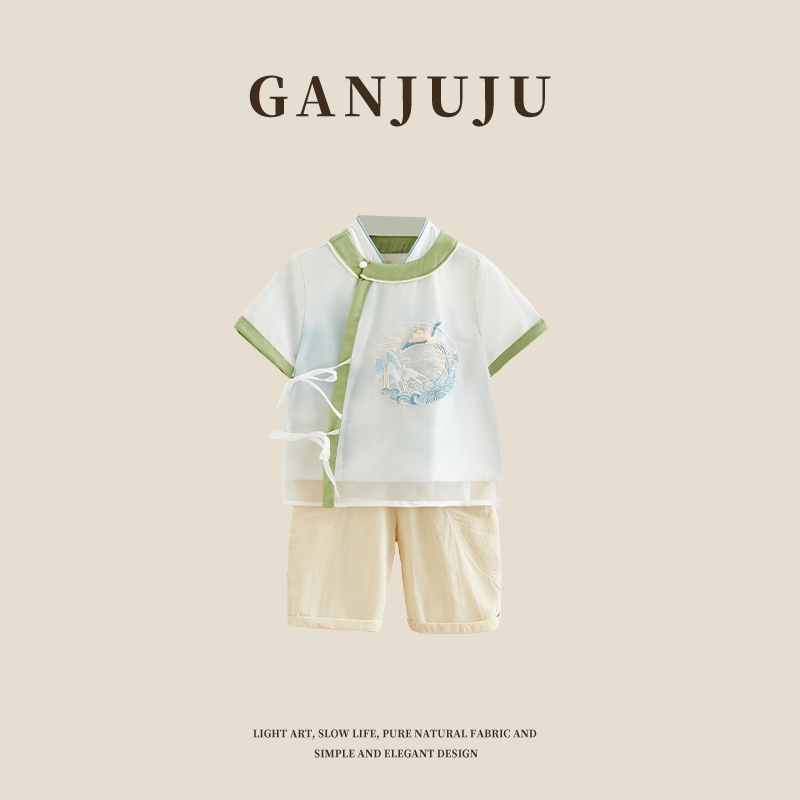 儿童汉服夏季薄款国学服套装男童夏装唐装宝宝周岁礼服表演服古装