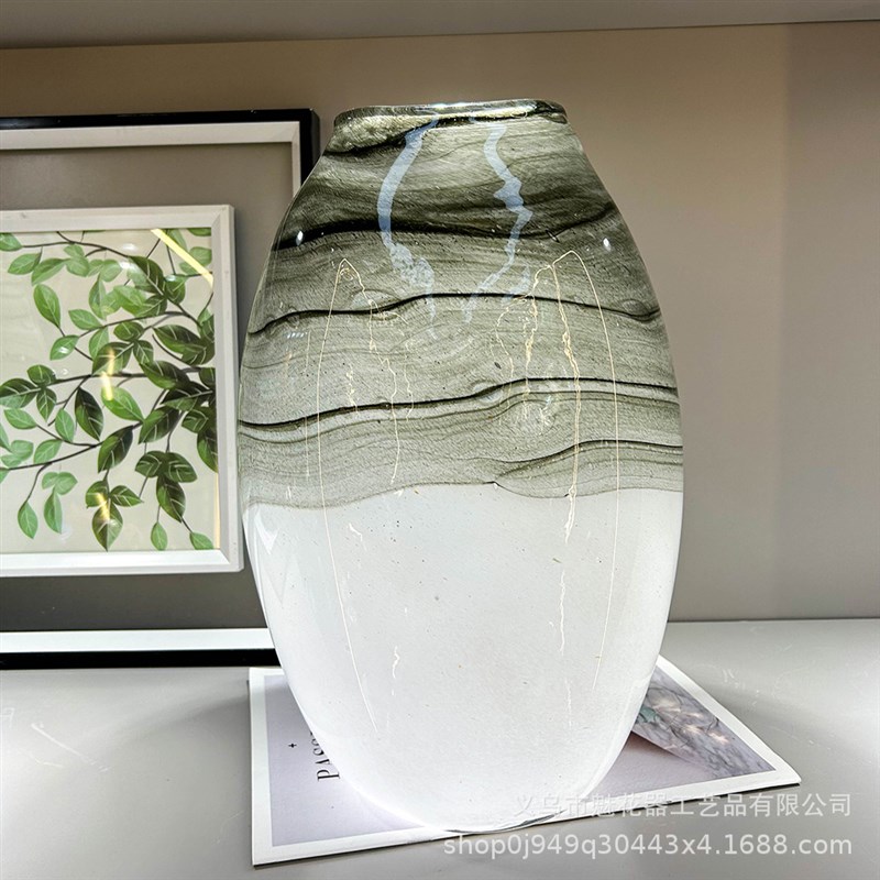 现代简约百搭手工琉璃花瓶v博古架艺术摆件客厅桌面插花样板间装