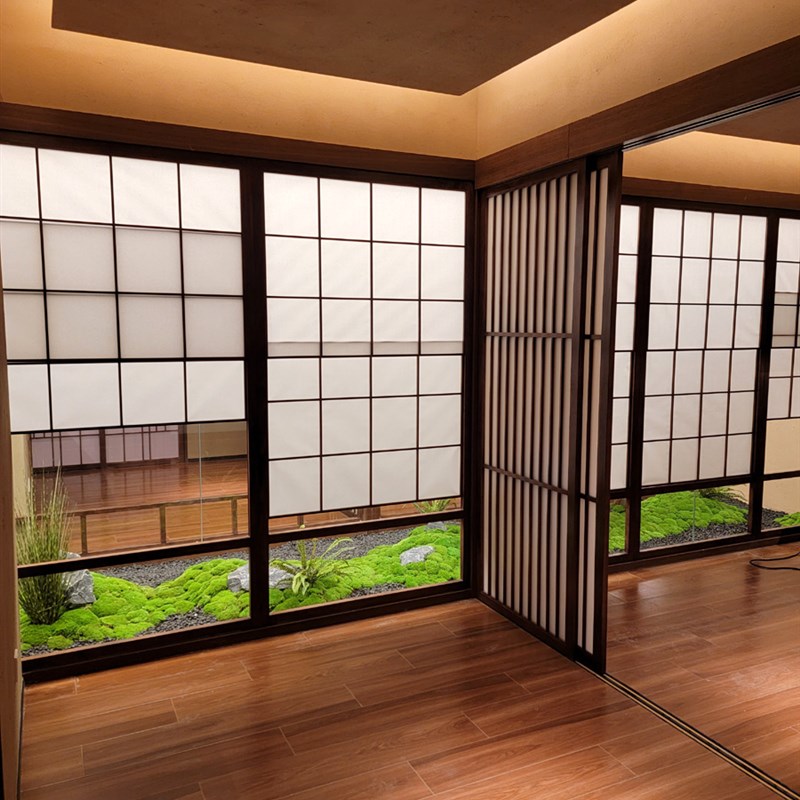 日式雪见门窗包厢屏风隔断推拉和室实木移门榻榻米格栅障子门定制