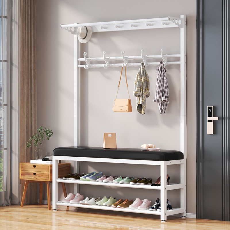 挂衣架门口玄关组合落地卧室进多功能换鞋凳衣帽架一体简易衣架子