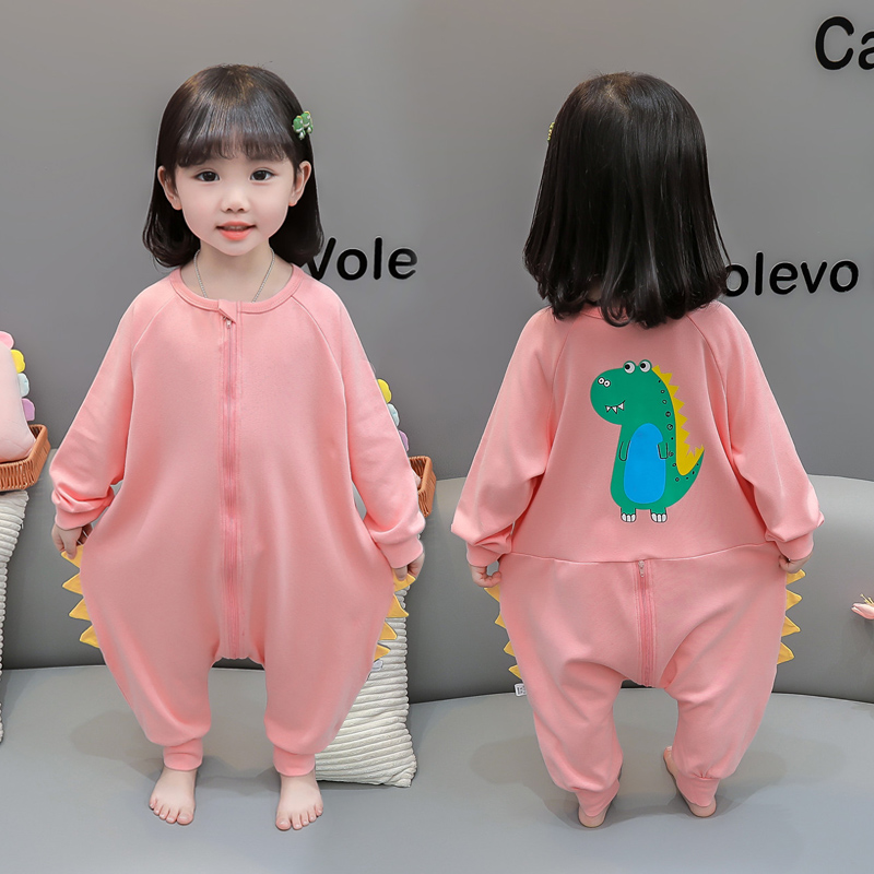 0女童连身睡衣春秋纯棉2男孩女孩家居服防踢1岁婴儿宝宝套头睡袋3