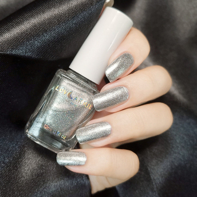 指甲油女持久不可剥免烤脚趾独角兽微光细闪金属银色夏季显手白