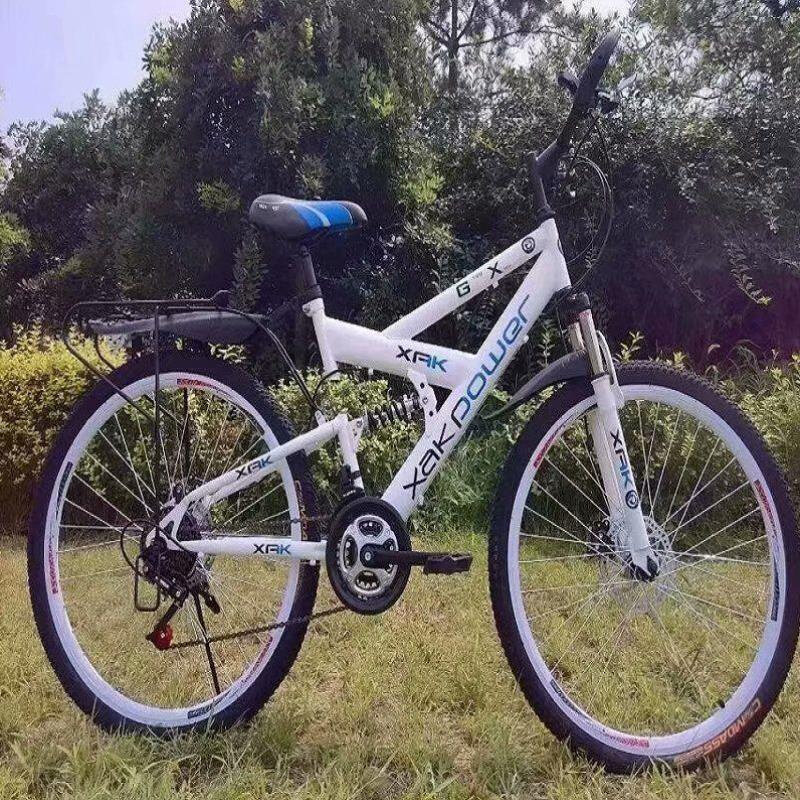 极速前后b减震双碟刹带后座可以带人山地自行车男女单车学生变速