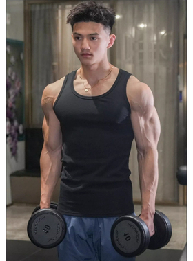 Vest Up美式修身重磅运动背心健身无袖T恤男潮流百搭弹力棉打底