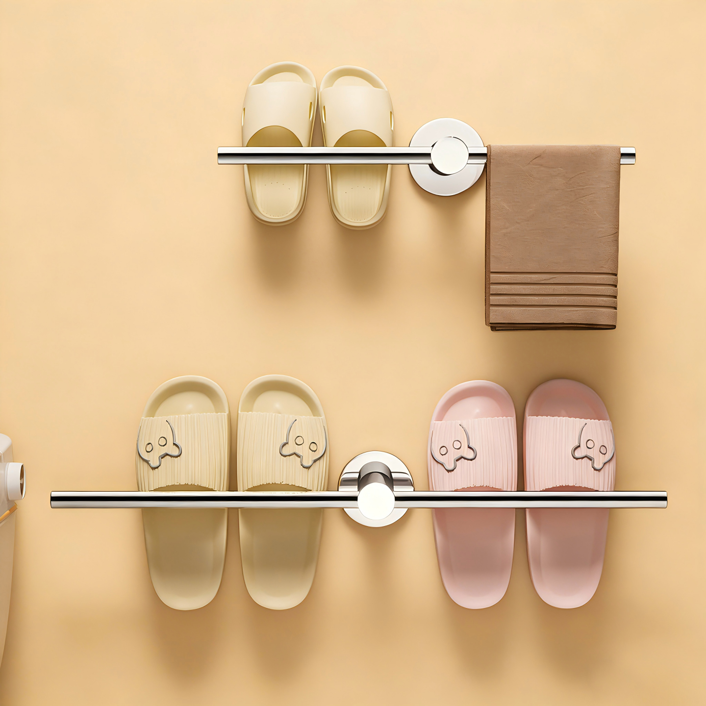 不锈钢浴室免打孔毛巾杆加厚单杆