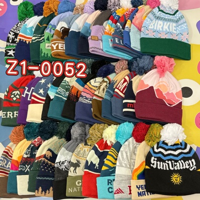 外贸出口秋冬美式复古户外针织帽毛球滑雪帽城市山系穿搭保暖冷帽