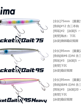 日本原装进口ima路亚饵Rocket Bait系列13g/22g/30g下沉摇摆震动