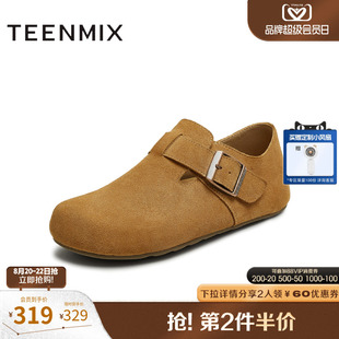 勃肯鞋 天美意2025秋新款 男女同款 平底单鞋 KK062CM5 两穿半拖鞋