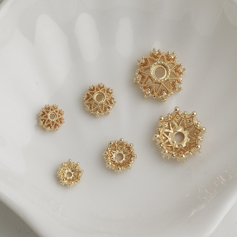 14K包金保色镂空八星八箭花托星芒珍珠托帽项链串珠diy饰品配件,饰品/流行首饰/时尚饰品新,其他DIY饰品配件,淘宝优惠券,粉丝福利购,淘宝优惠卷