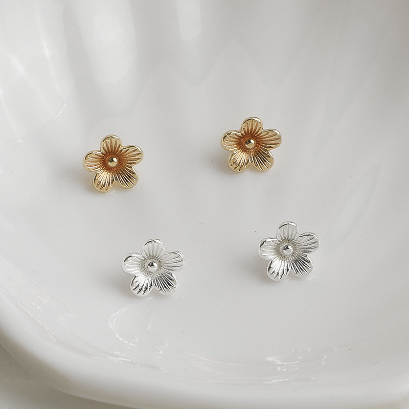 14K包金五瓣花朵吊坠项链串珠配