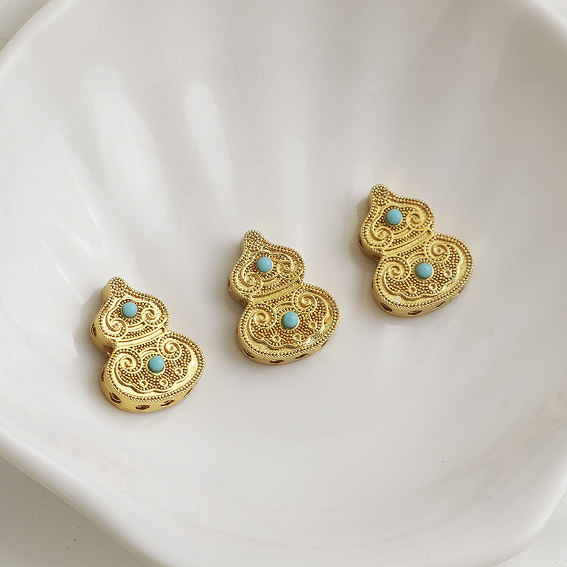 18K包金如意葫芦隔珠多孔串珠配