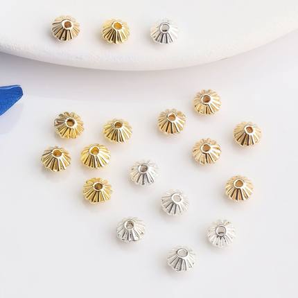 14K包金保色菱形隔珠手串diy饰品配件手链项链编绳串珠散珠材料