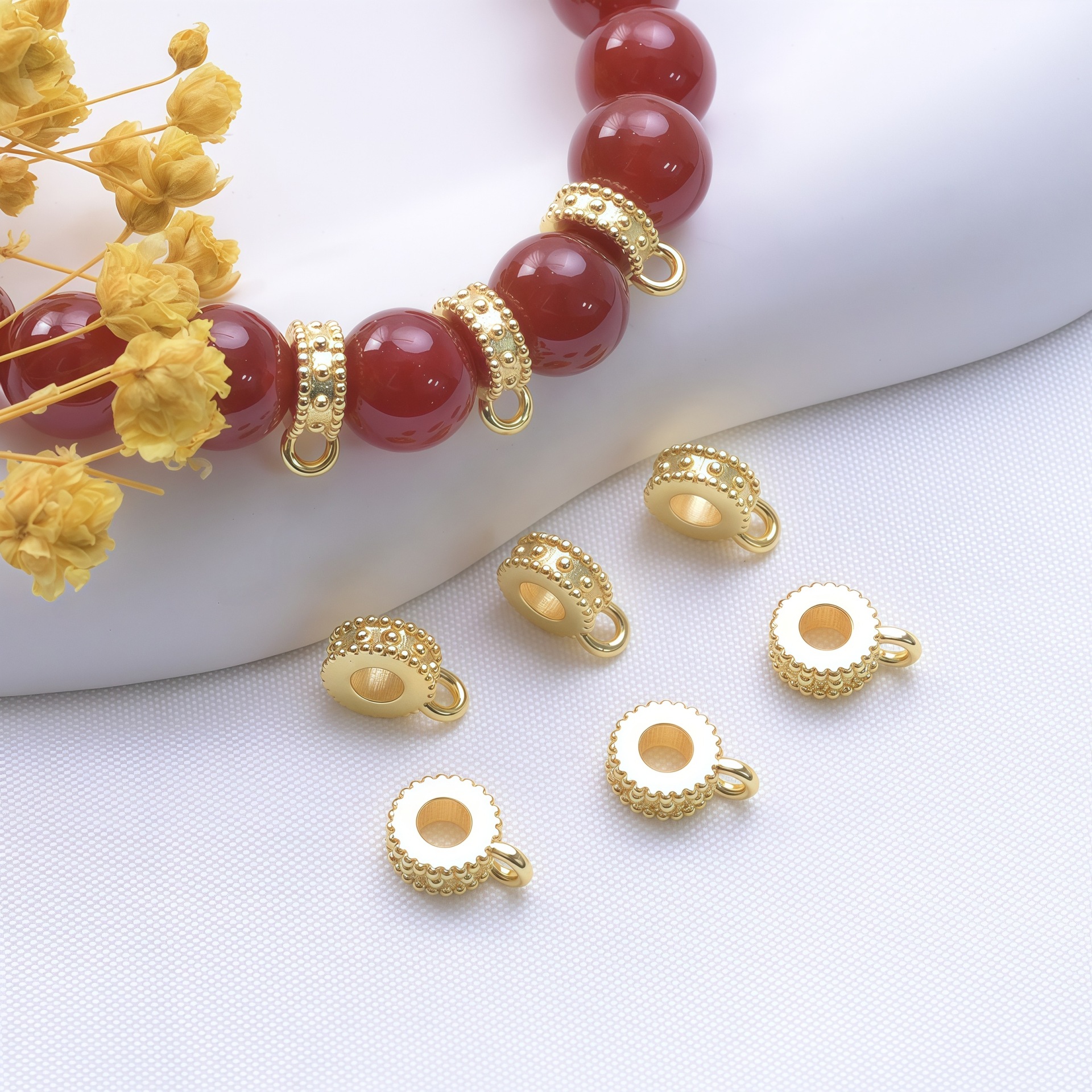 三通隔珠大孔带吊隔片串散珠配件