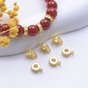 保色18K包金三通隔珠大孔带吊隔片手串散珠子diy手链项链串珠配件