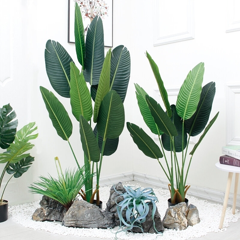 好看服装店装饰花遮挡树叶造型落地餐厅客厅绿植室内大型花木摆设