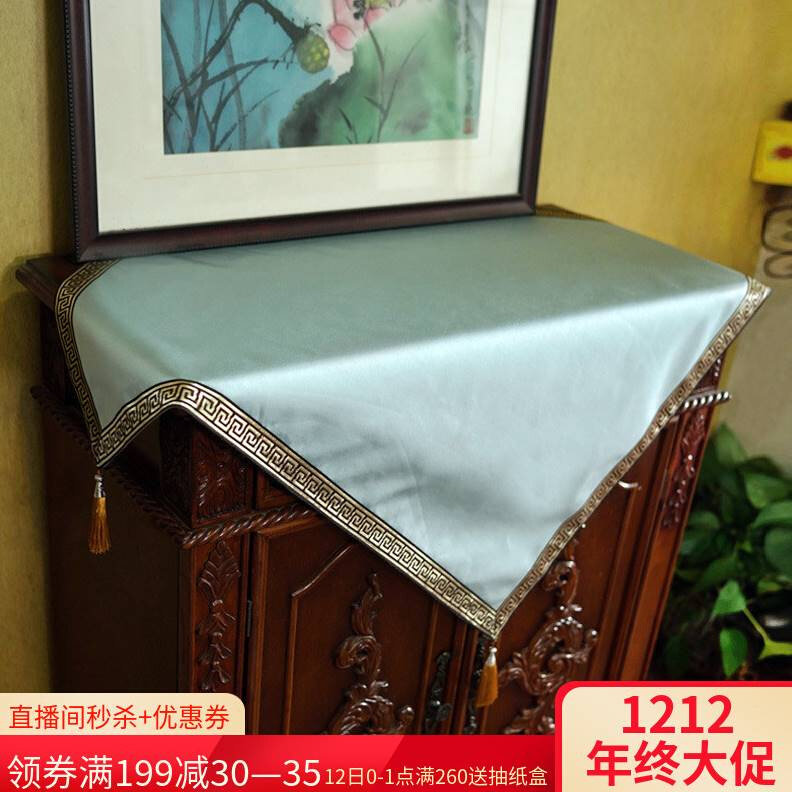 速发金色中式茶水桌布防几欧式布艺正方形餐桌布床头柜盖布纯色台