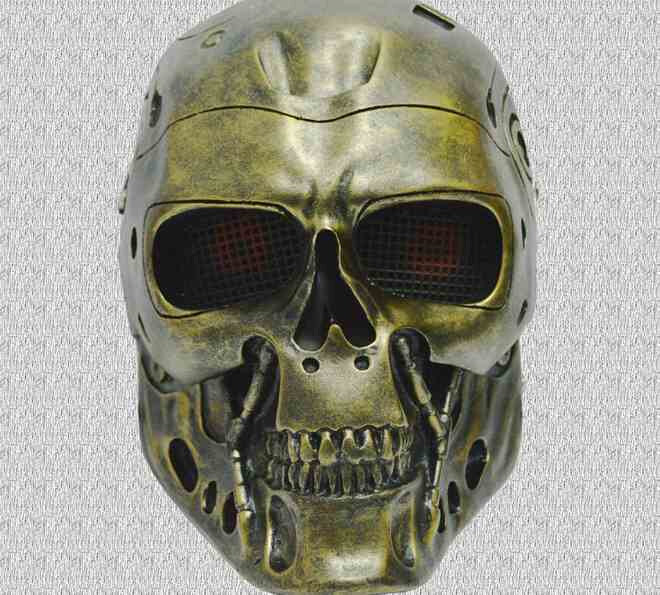 terminator终结者t800机器人恐怖骷髅万圣节cs野战面罩面具金银色