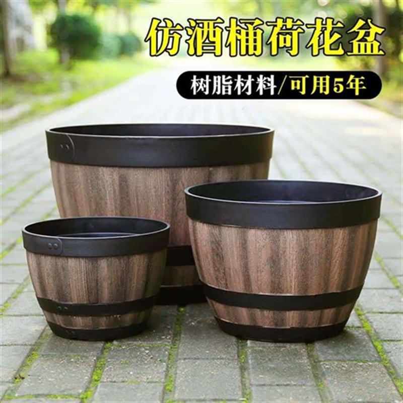 新品桶荷a花盆塑料加厚庭院特xD大号铜钱草睡莲盆缸碗莲水培花i.
