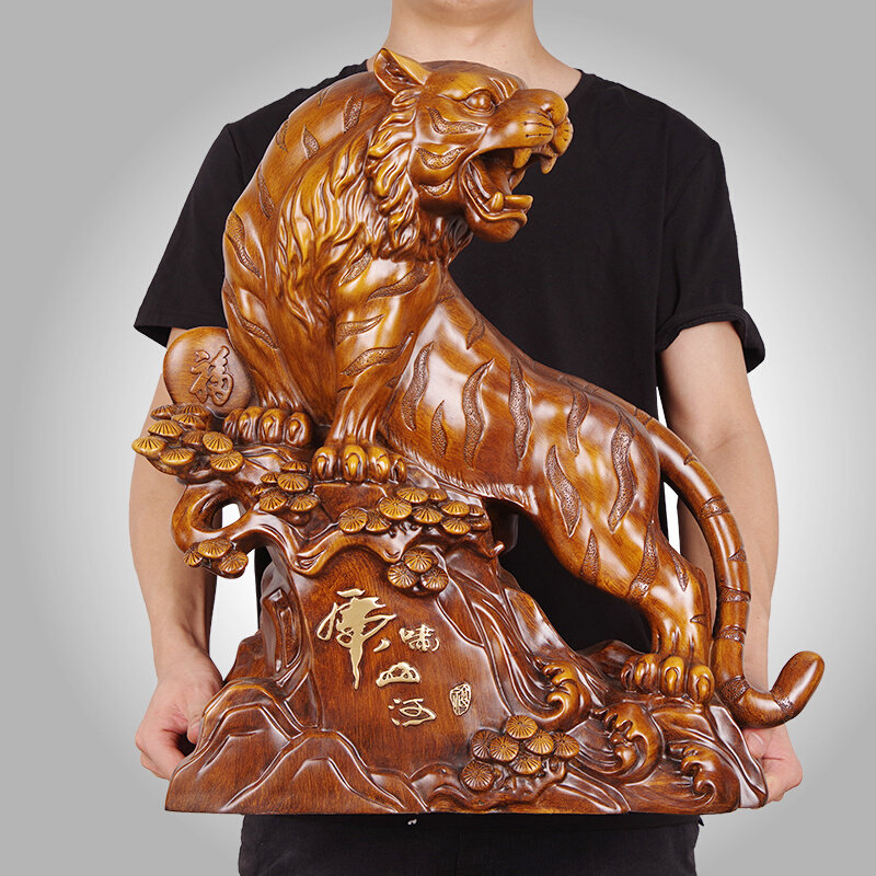 大号招财老虎摆件虎啸山河回头虎生肖虎家居办公室装饰乔迁礼品