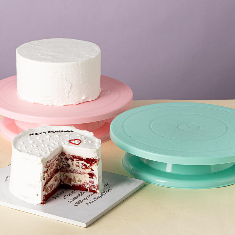 裱花台 转台转盘蛋糕裱花台家用旋转烘焙工具防滑塑料抹面刻度diy