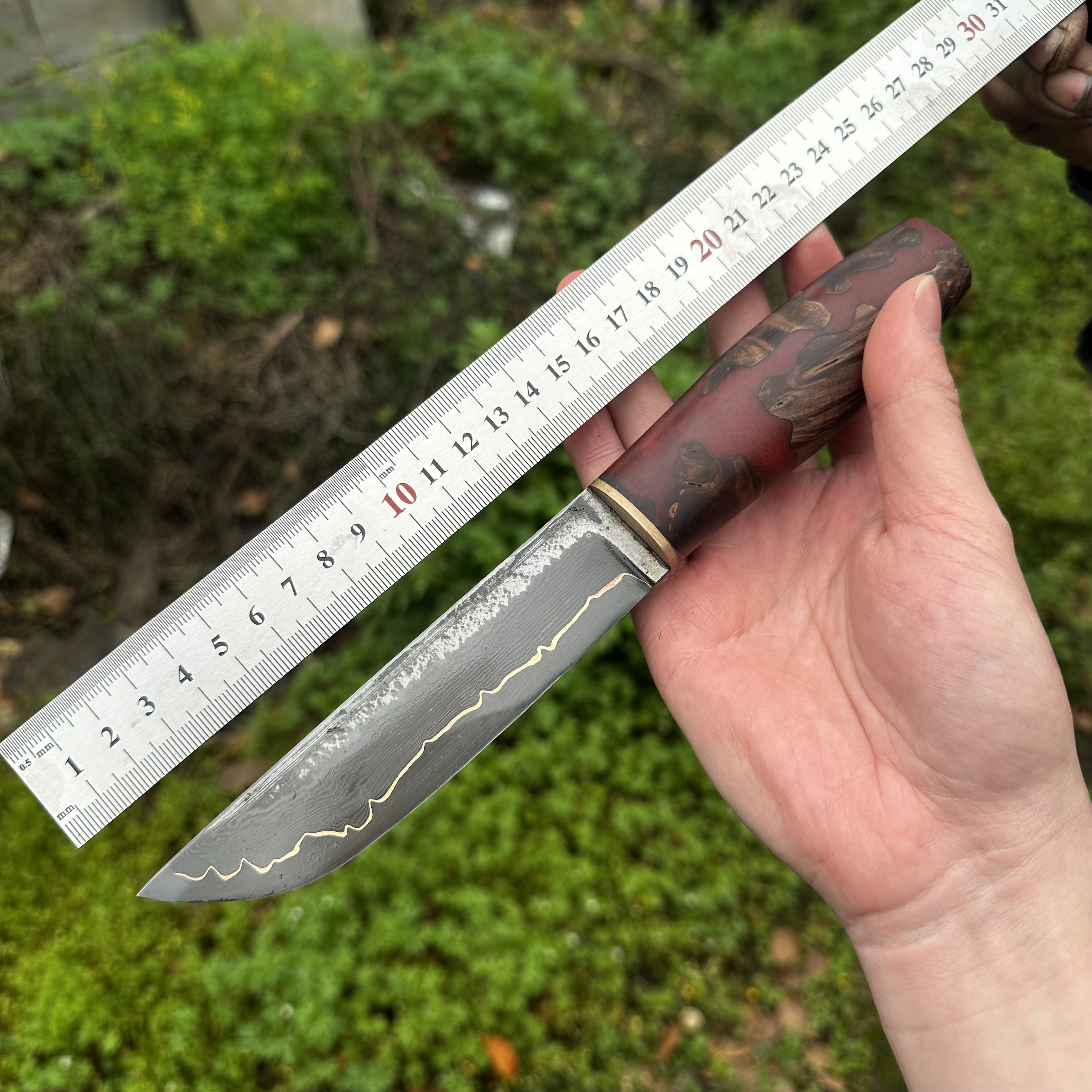 手工锻打小刀复古猎刀野营随身刀户外生存刀夹铜高硬度小直雅库特