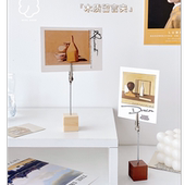 可爱复古彩色原木立式 便签夹相片标签照片名片留言夹子桌面小摆件