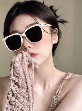白色墨镜女防晒网红眼镜偏光防紫外线近视太阳镜大框方圆脸显瘦