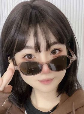 素颜复古椭圆小框墨镜女网红旅行拍照装饰ins同款遮阳太阳镜潮